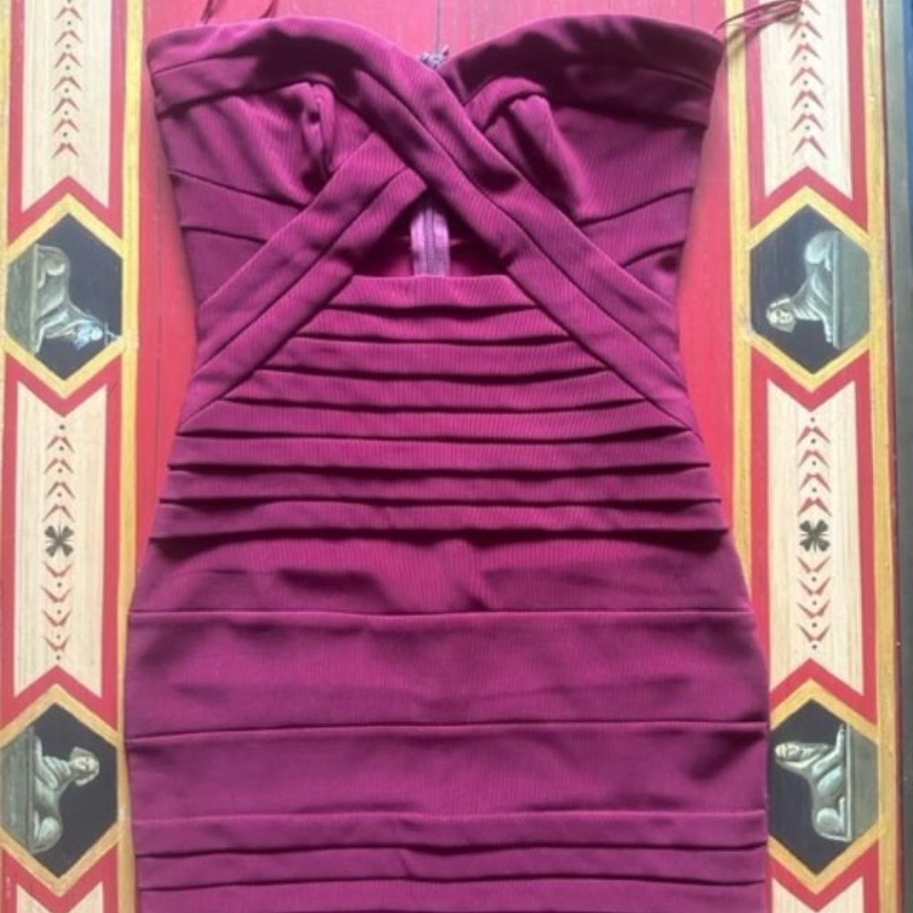 Maroon Tobi Strapless Dress